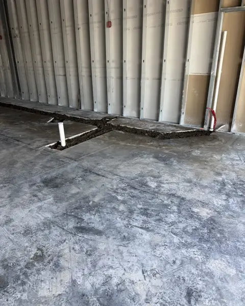Saw-cut trench across an interior slab